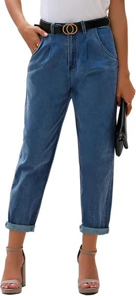 luvamia Mom Jeans for Women Trendy High Waisted Stretchy Loose Jeans for Women Denim Pants