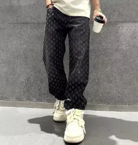Men's Jacquard Denim Baggy Jeans^