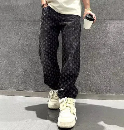 Men's Jacquard Denim Baggy Jeans^