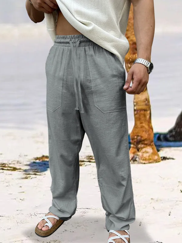 Men's Solid Color Breathable Sweat-Absorbent Casual Wide Leg Pants