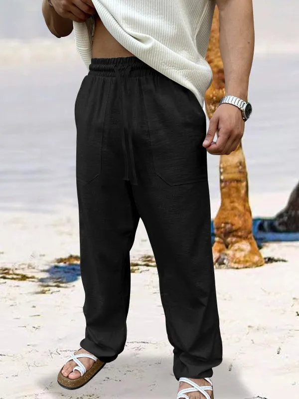Men's Solid Color Breathable Sweat-Absorbent Casual Wide Leg Pants