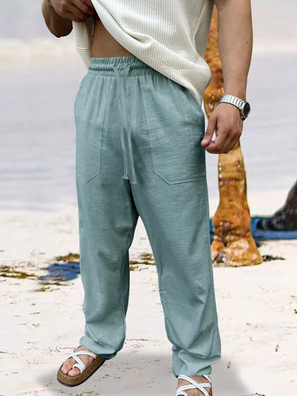 Men's Solid Color Breathable Sweat-Absorbent Casual Wide Leg Pants