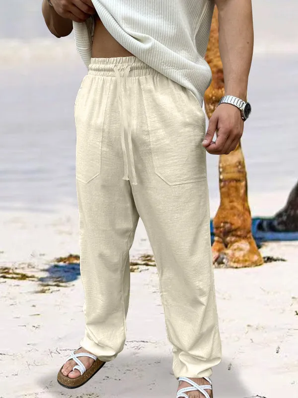 Men's Solid Color Breathable Sweat-Absorbent Casual Wide Leg Pants