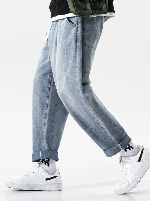 Men's Washed Straight Leg Jeans