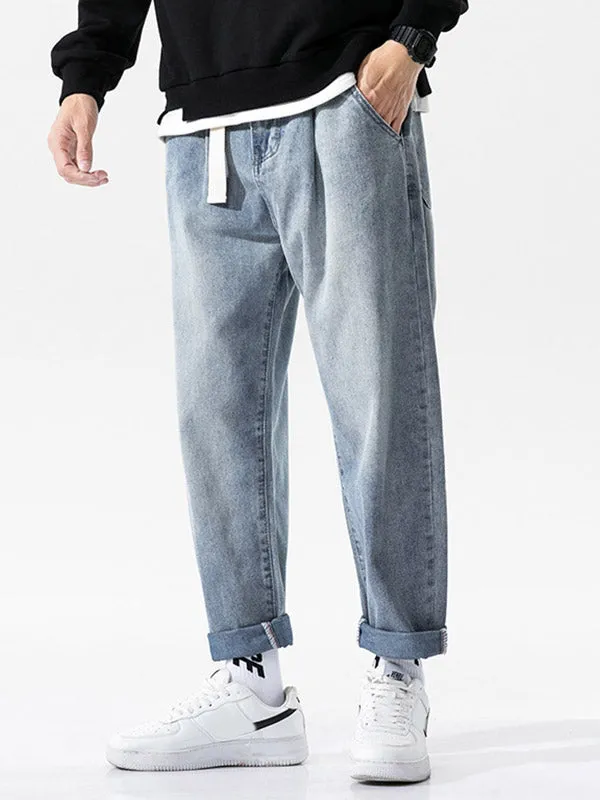 Men's Washed Straight Leg Jeans