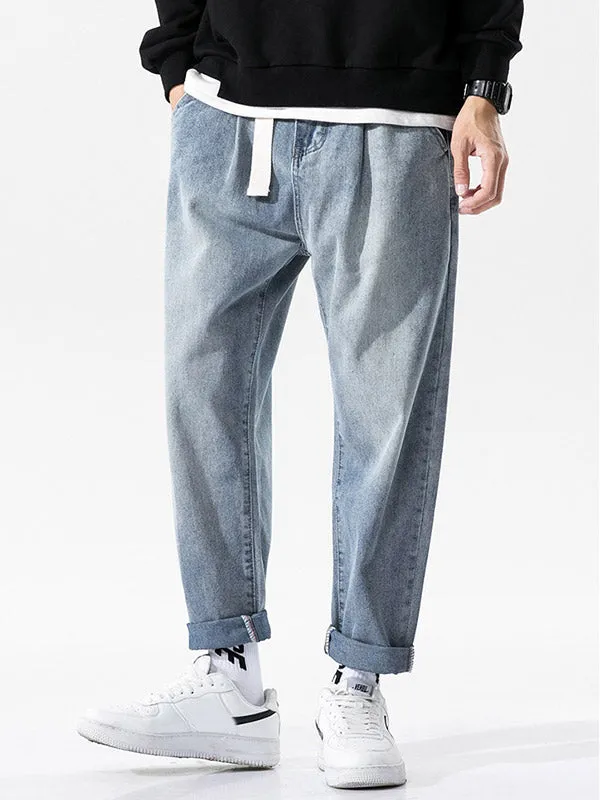 Men's Washed Straight Leg Jeans