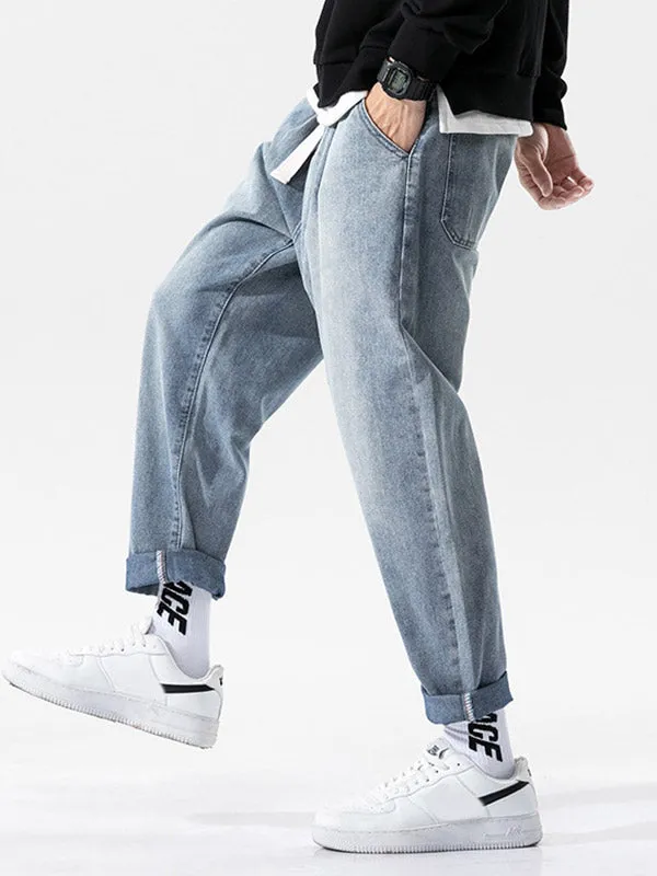 Men's Washed Straight Leg Jeans
