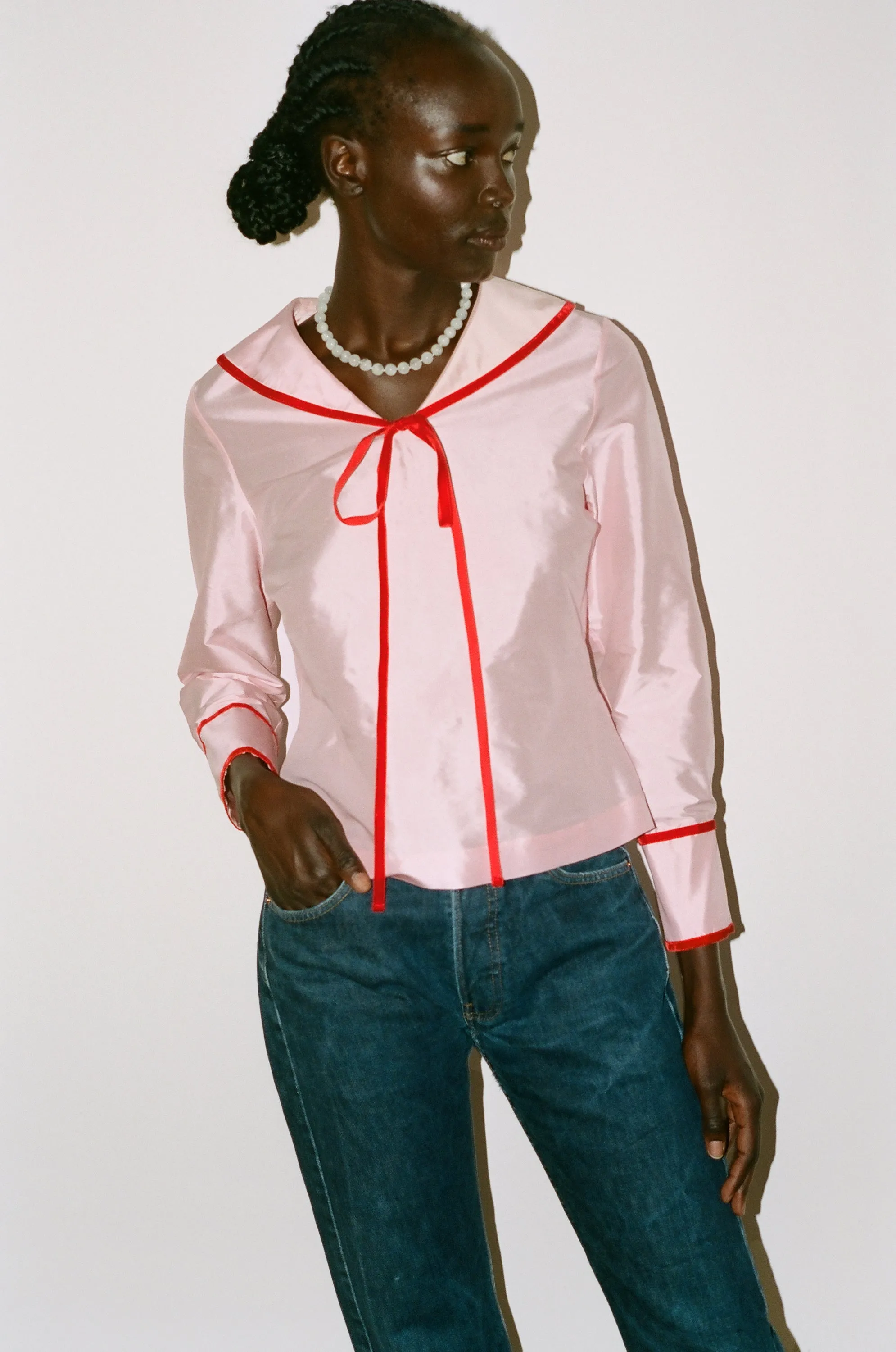 OLIVE BLOUSE PINK & RED