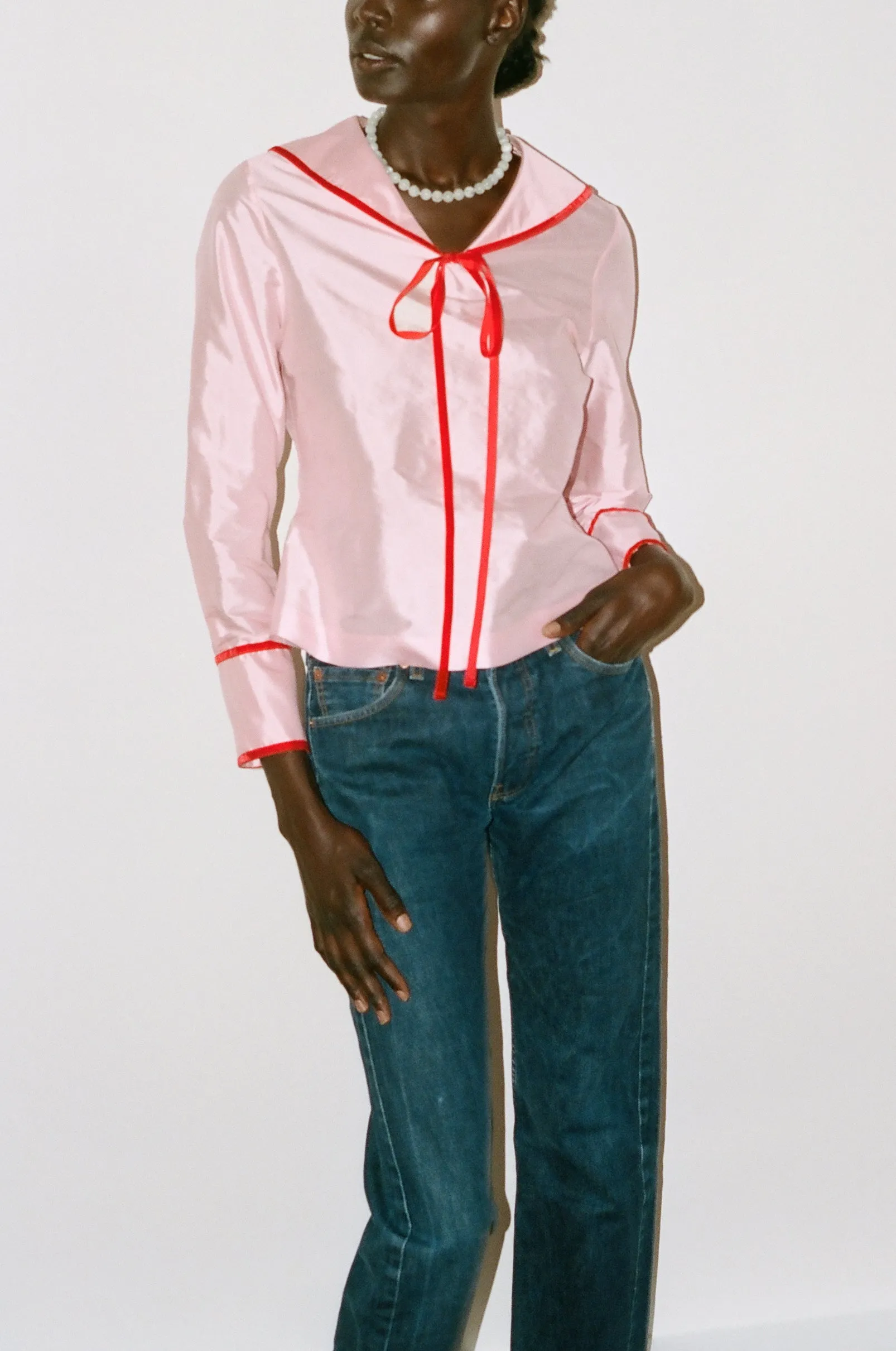 OLIVE BLOUSE PINK & RED
