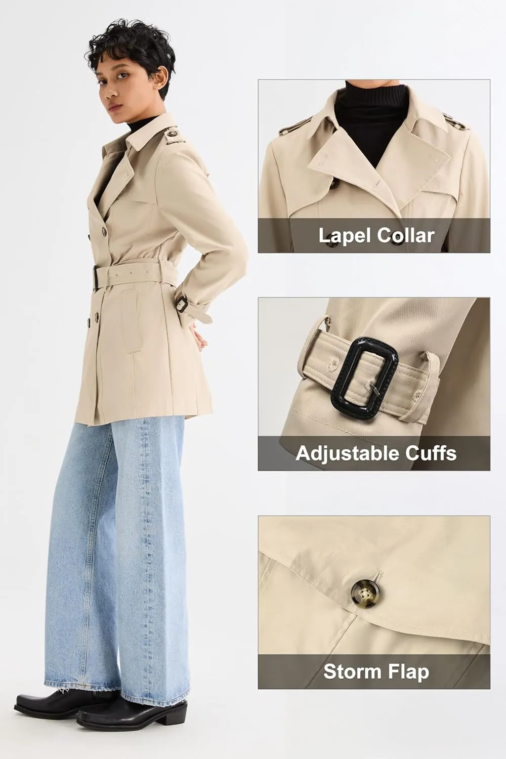 Orolay Women's Double Breasted Trench Coat Windbreaker Jacket with Belt