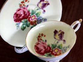Paragon Pale Yellow Teacup with Saucer - English Bone China Tea Cup 15399