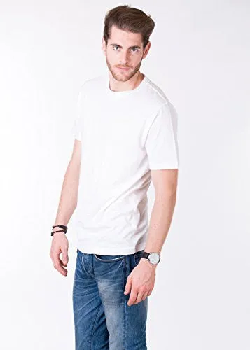 Pick Indiana Men's Round Neck Half Sleeve Solid T-Shirt (White)