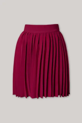Pleated Crepe Short Skirt In Wine
