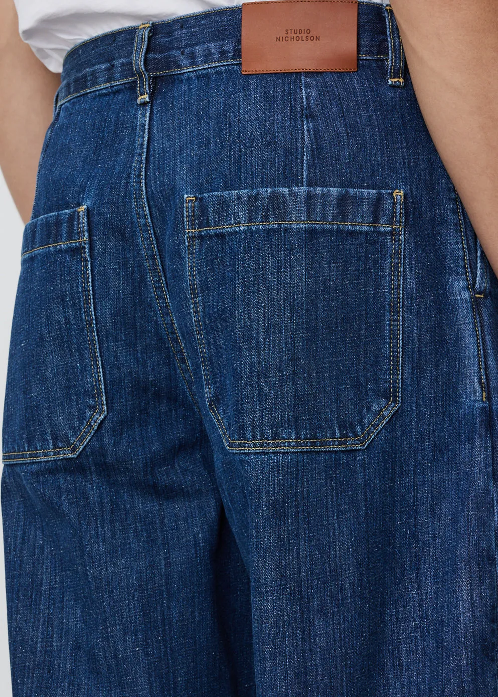 Puch Single Pleated Wide Denim Pant