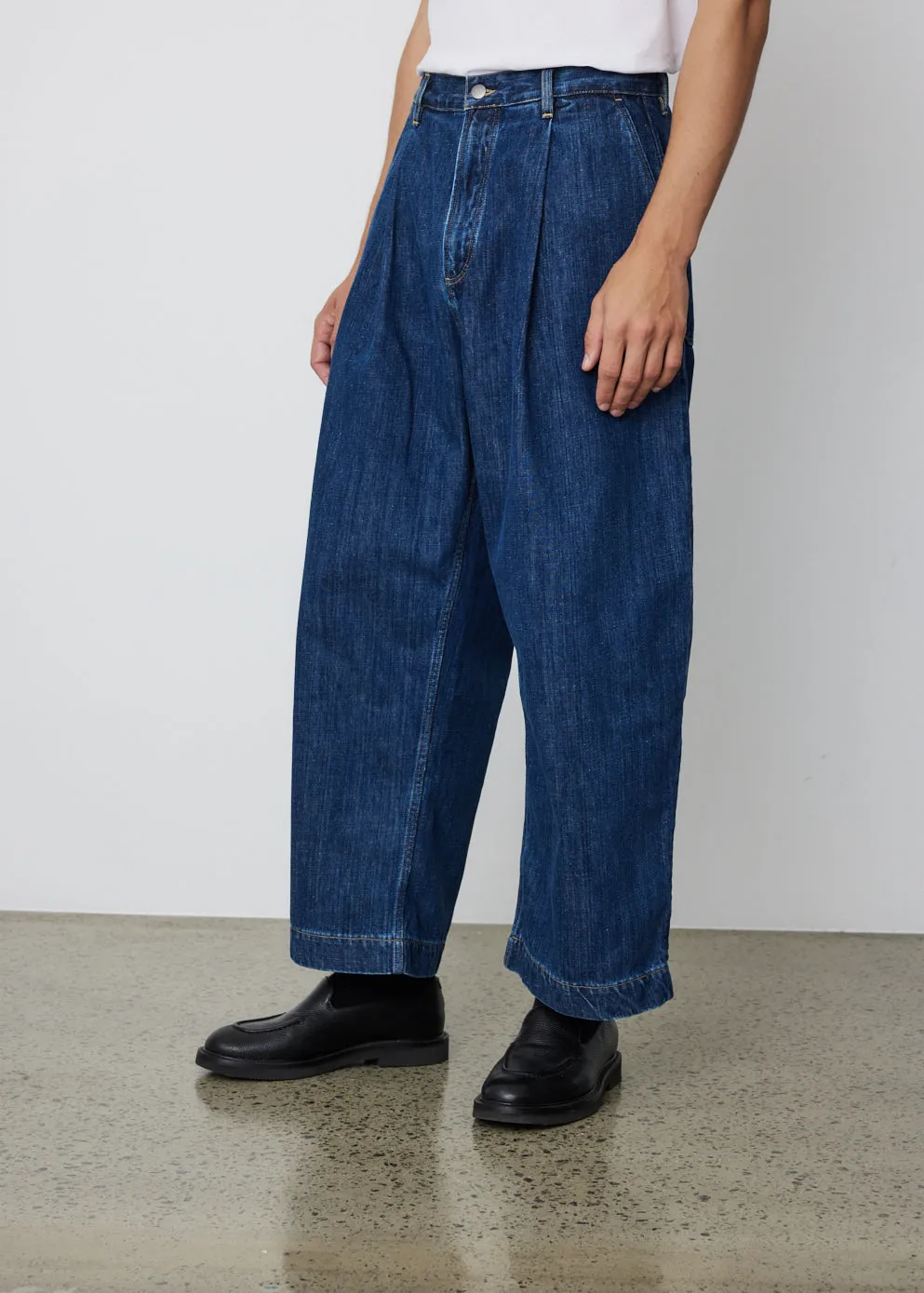 Puch Single Pleated Wide Denim Pant