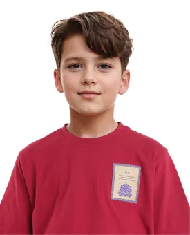 Rare Ones Kids Citz Dark Red Cotton Short Sleeve Crew Neck Solid T-Shirt