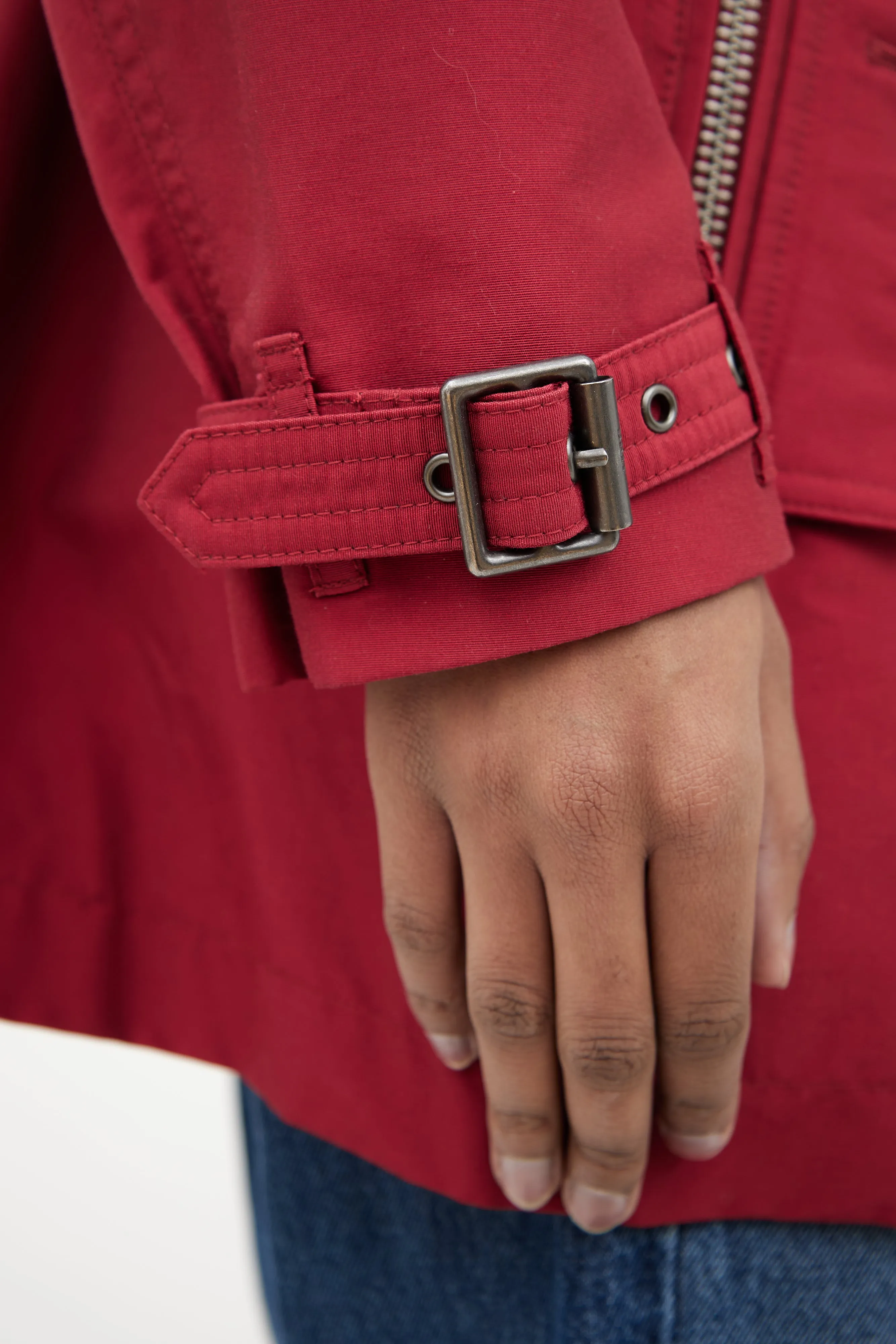 Red Double Breasted Trench Coat
