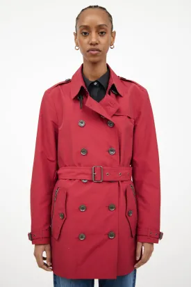 Red Double Breasted Trench Coat