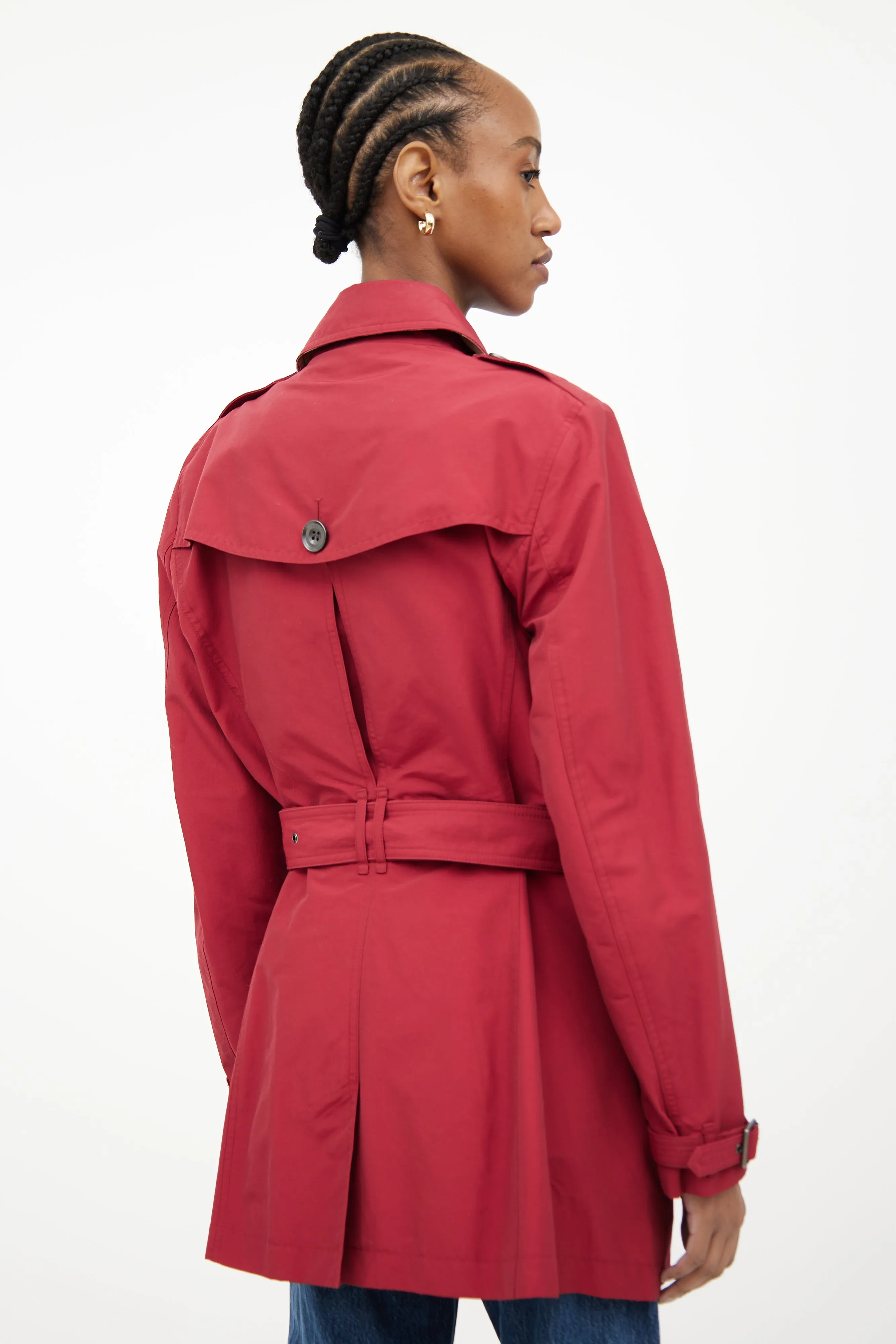 Red Double Breasted Trench Coat