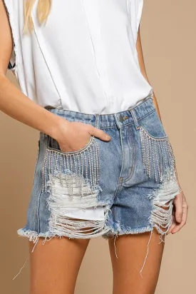 Rhinestone Denim Short