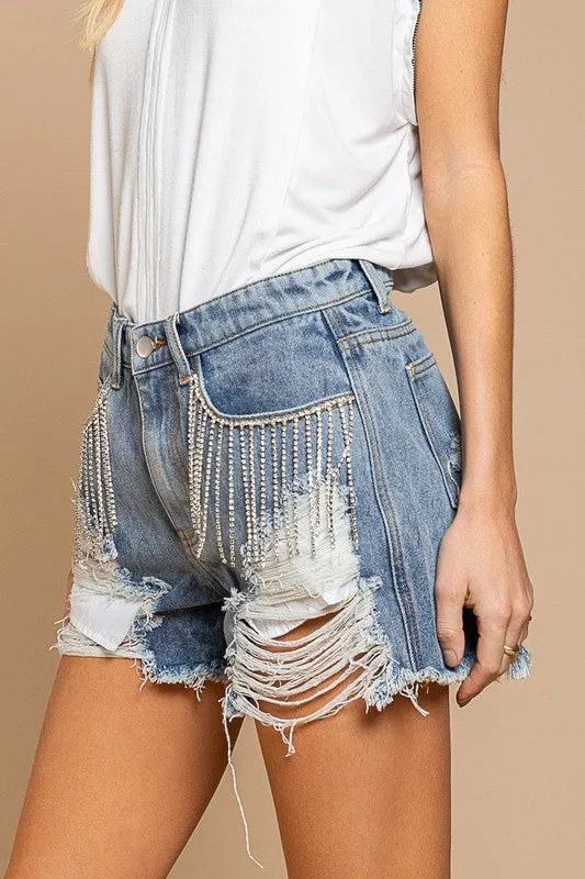 Rhinestone Denim Short