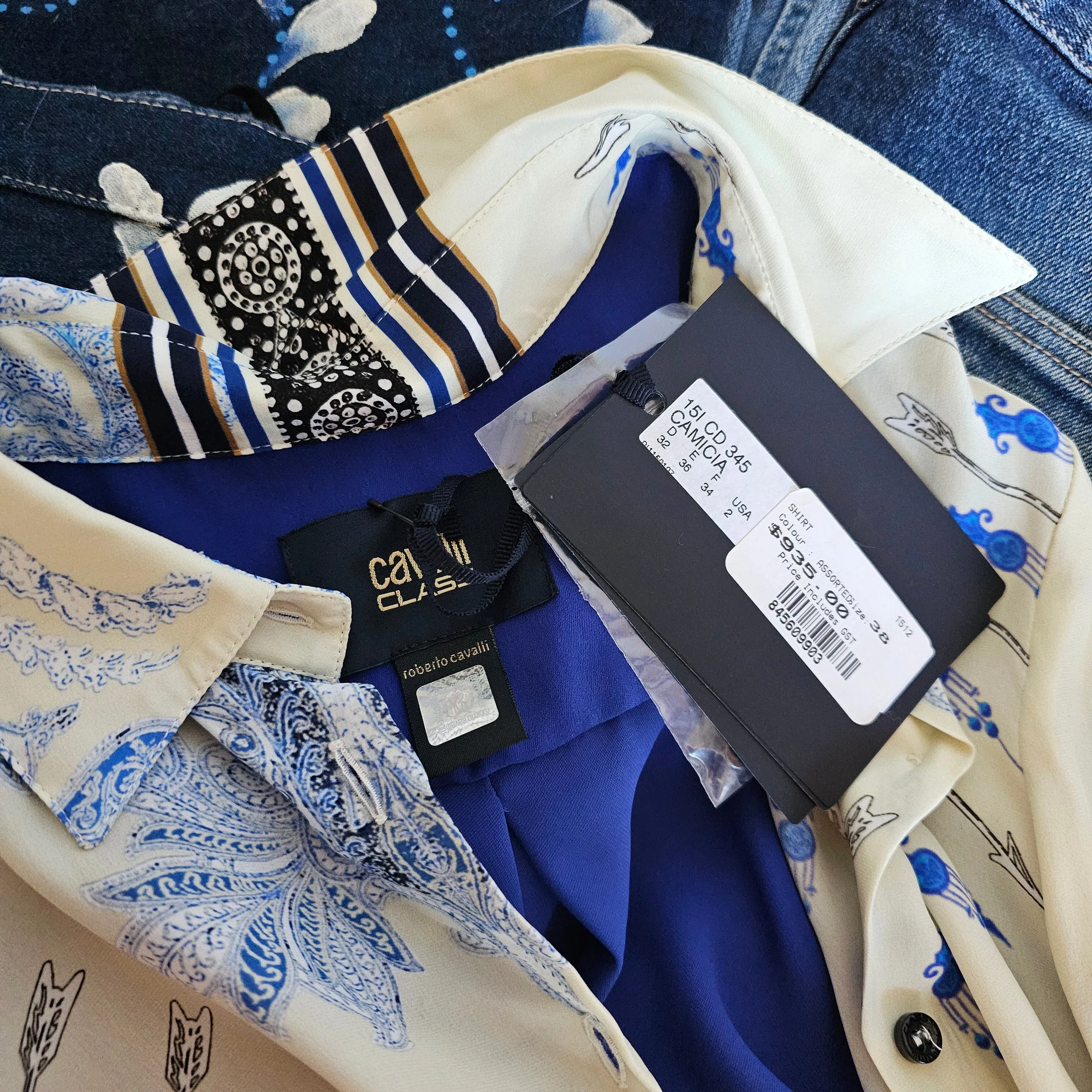 ROBERTO CAVALLI SILK SHIRT BNWT RRP$935 size 38 xs/s