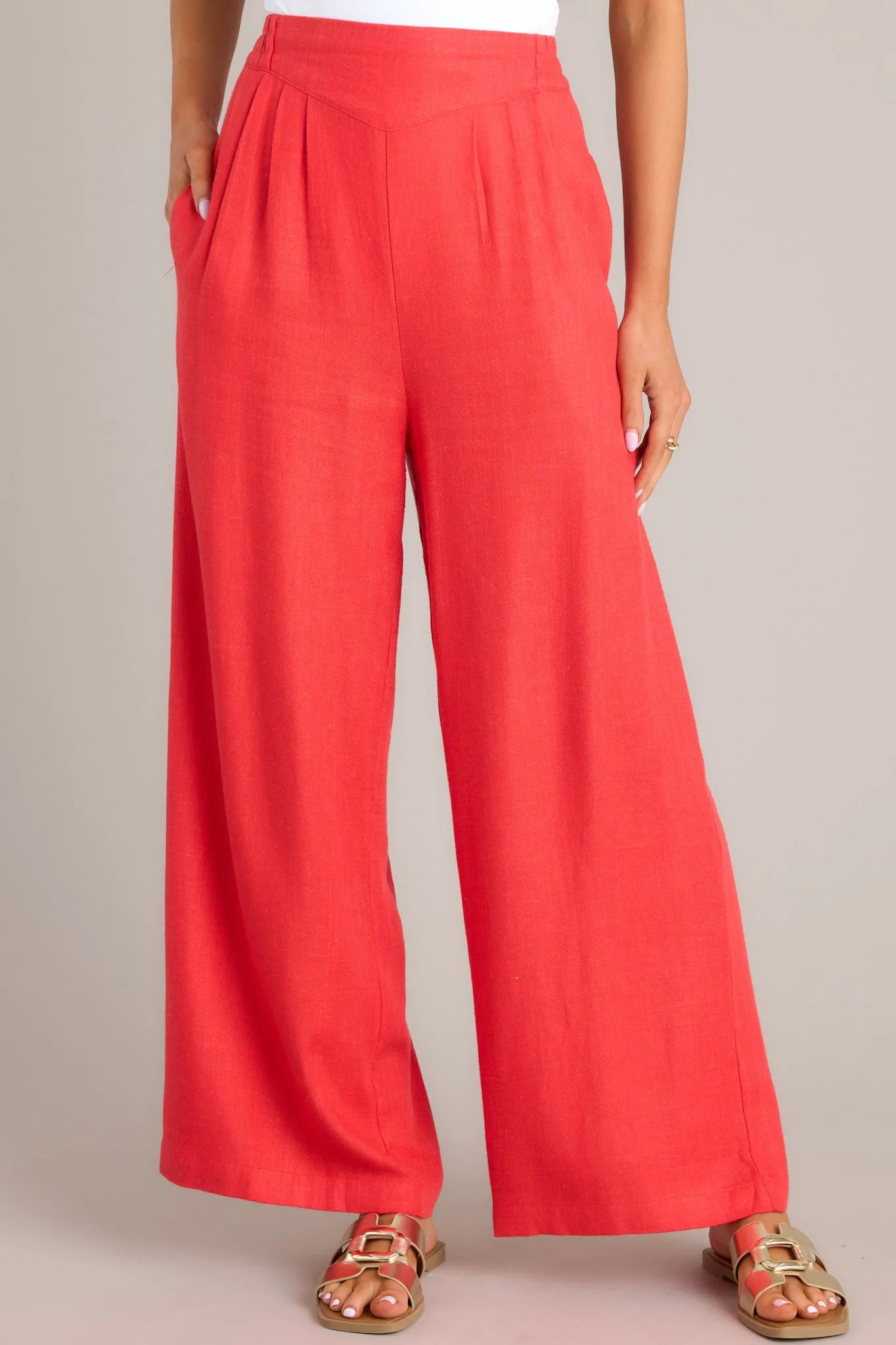Sandy Shoreline Red Wide Leg Pants