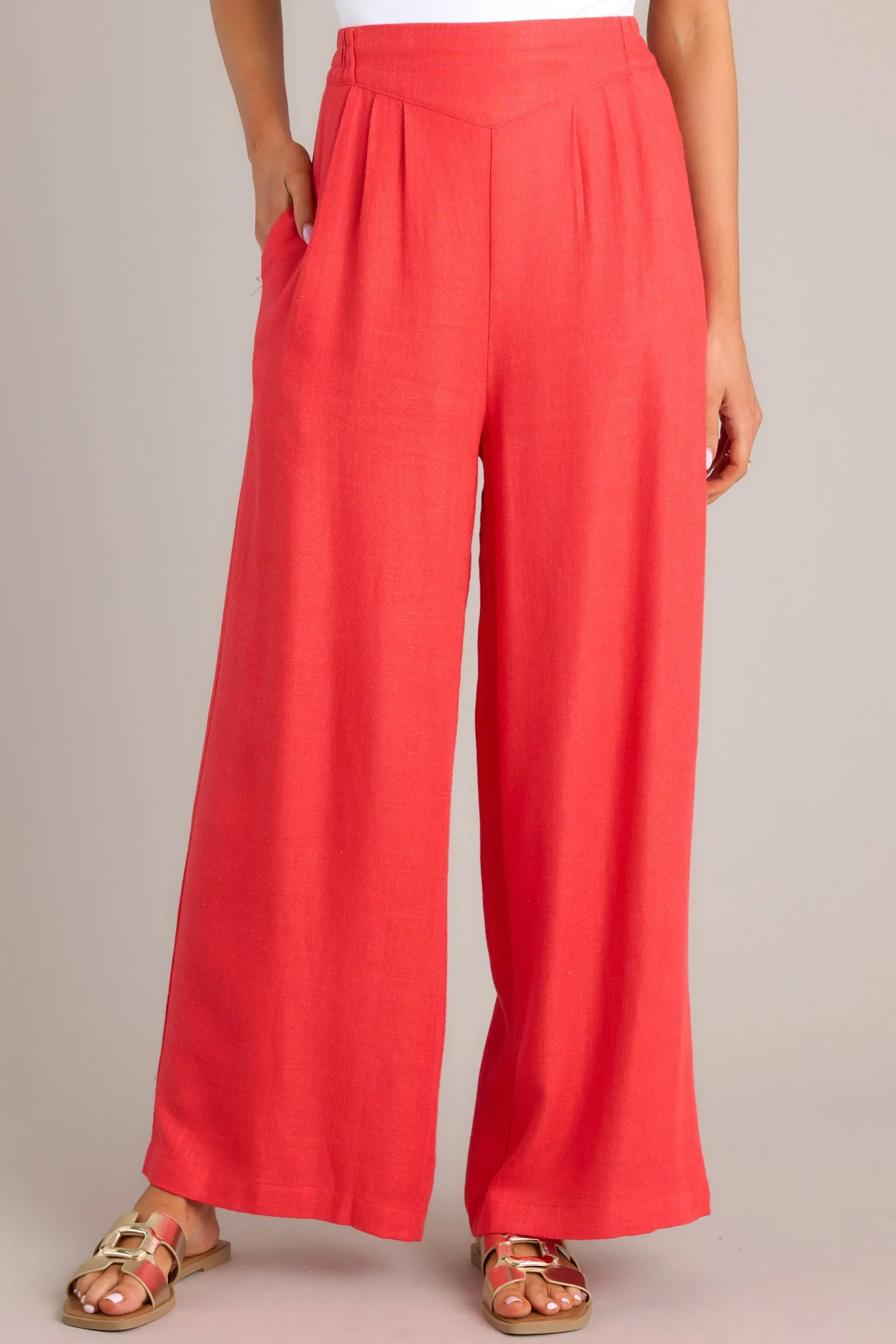Sandy Shoreline Red Wide Leg Pants