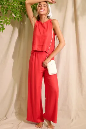 Sandy Shoreline Red Wide Leg Pants