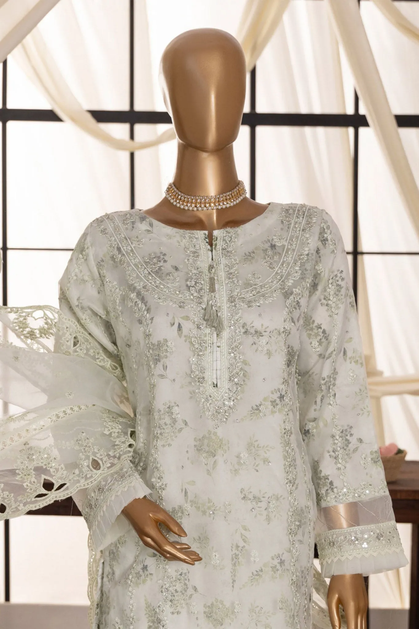 Shaahkaar By HZ Stitched 3 Piece Printed & Emb Formals Vol-03 Collection'2024-HZK-144-Cream