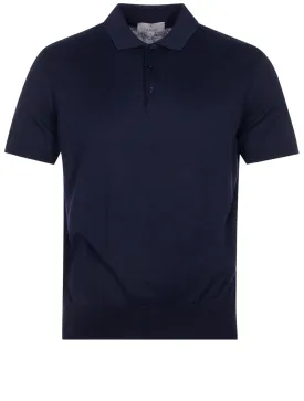 Silk Mix Polo Navy