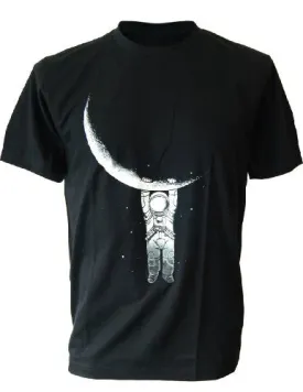 SODAtees full moon Astronaut Men's T-SHIRT nasa space