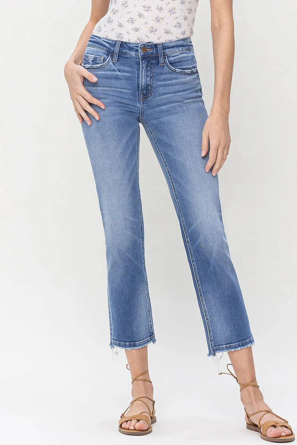STATELY MID RISE CROP STRAIGHT JEANS
