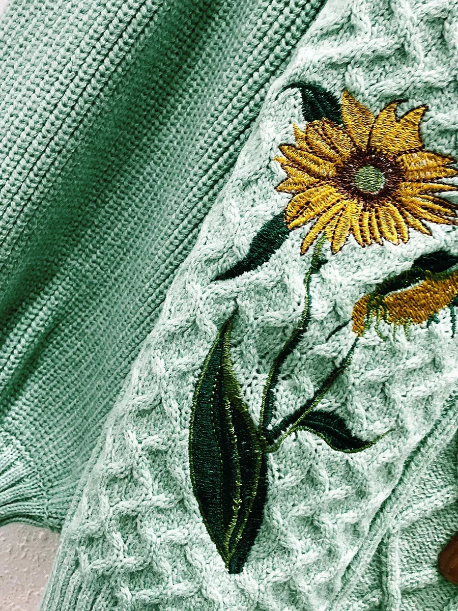 Sunflower- the Vintage Inspired Sunflower Embroidered Sweater