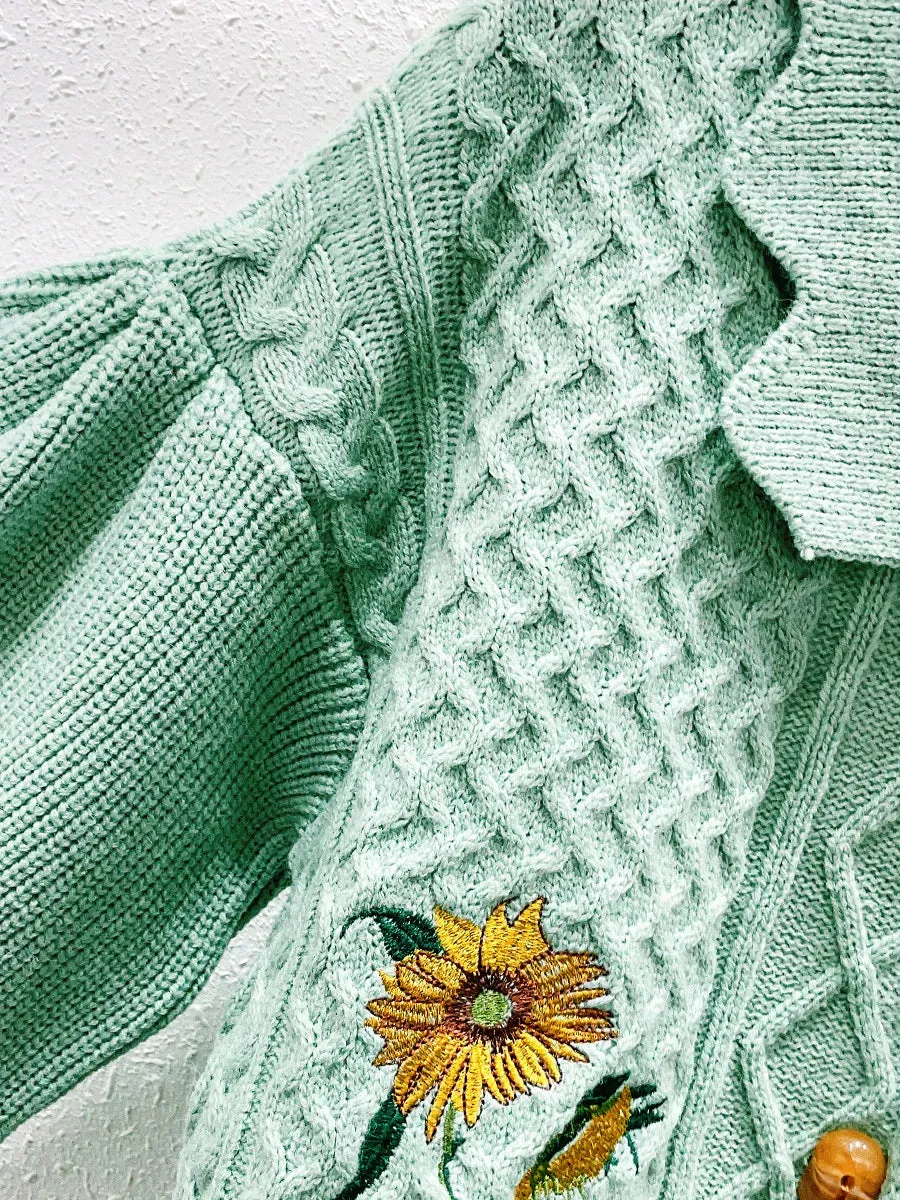 Sunflower- the Vintage Inspired Sunflower Embroidered Sweater