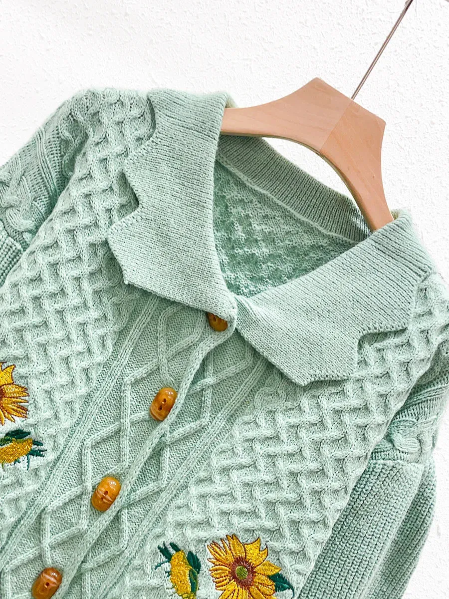 Sunflower- the Vintage Inspired Sunflower Embroidered Sweater