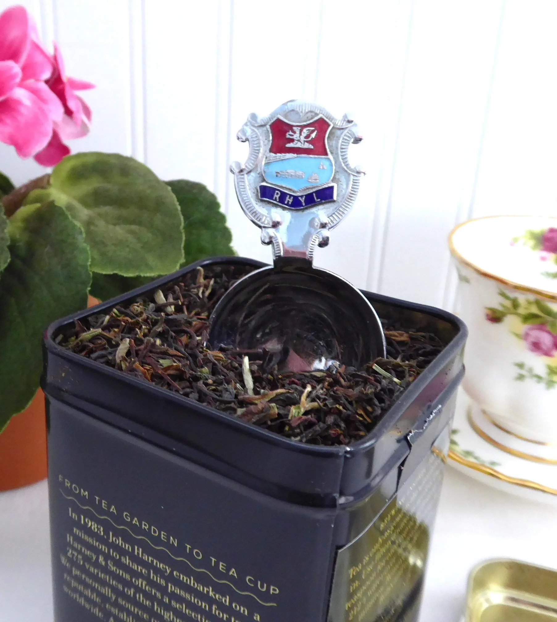 Tea Caddy Spoon Rhyl Tea Scoop Souvenir Teabag Caddy 1930s Enamel Finial