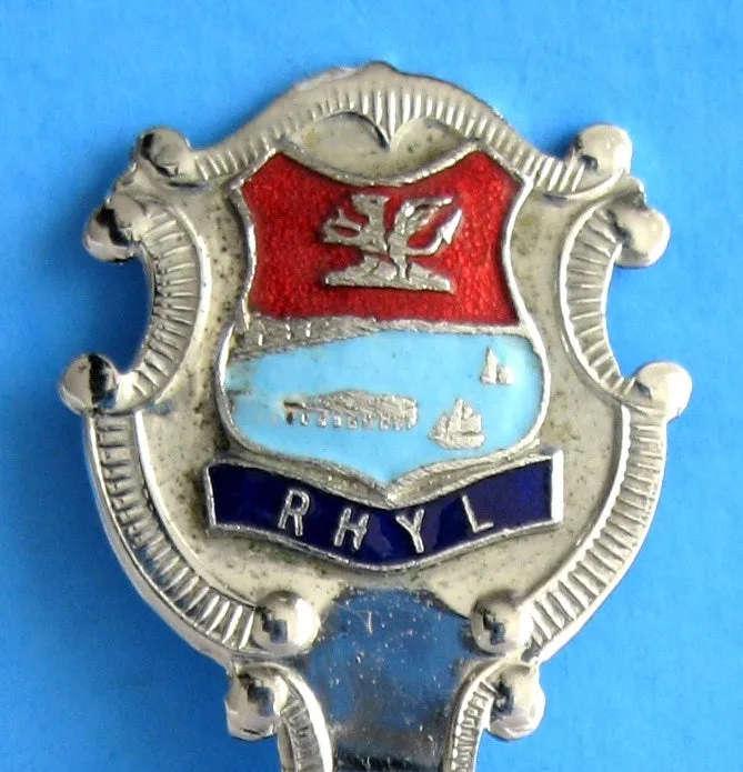 Tea Caddy Spoon Rhyl Tea Scoop Souvenir Teabag Caddy 1930s Enamel Finial
