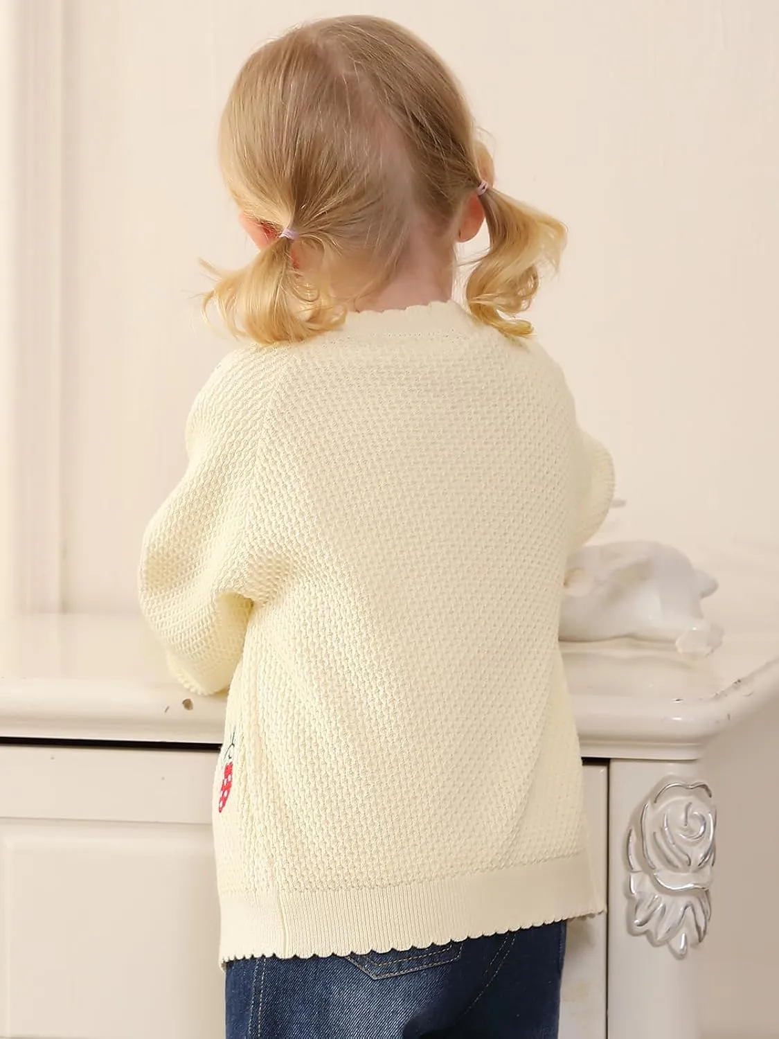 Toddler Girls Cardigan Sweater Bolero Shrug Baby Kids Knit Long Sleeve Crop Tops Button Closure Jacket Casual
