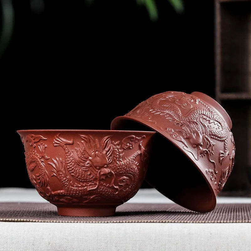 Traditional Chinese Dragon Tea Cups - Authentic, Green Tea, Fruit Tea, Ceramic, Asian Style, Matcha Tea, Mini Cup, Sake Cup Kung Fu