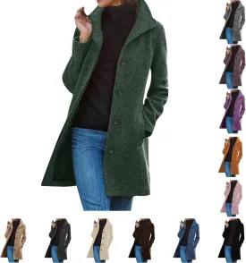 Trench Coat for Women 2024 Long Wool Coat Single Breasted Pea Coat Casual Lapel Coat Thicken Winter Coat Jacket