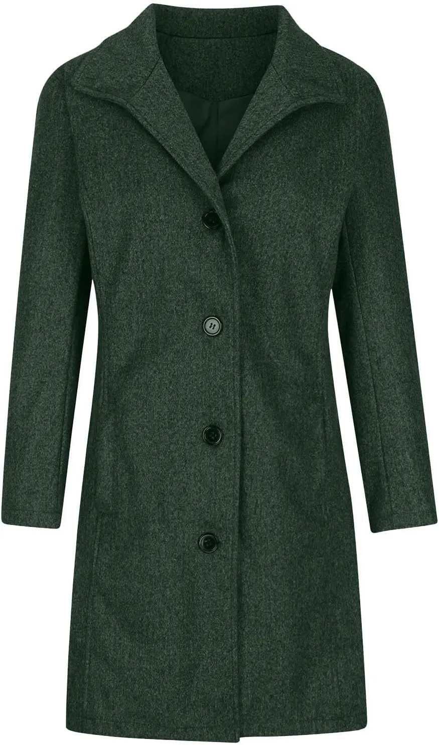 Trench Coat for Women 2024 Long Wool Coat Single Breasted Pea Coat Casual Lapel Coat Thicken Winter Coat Jacket