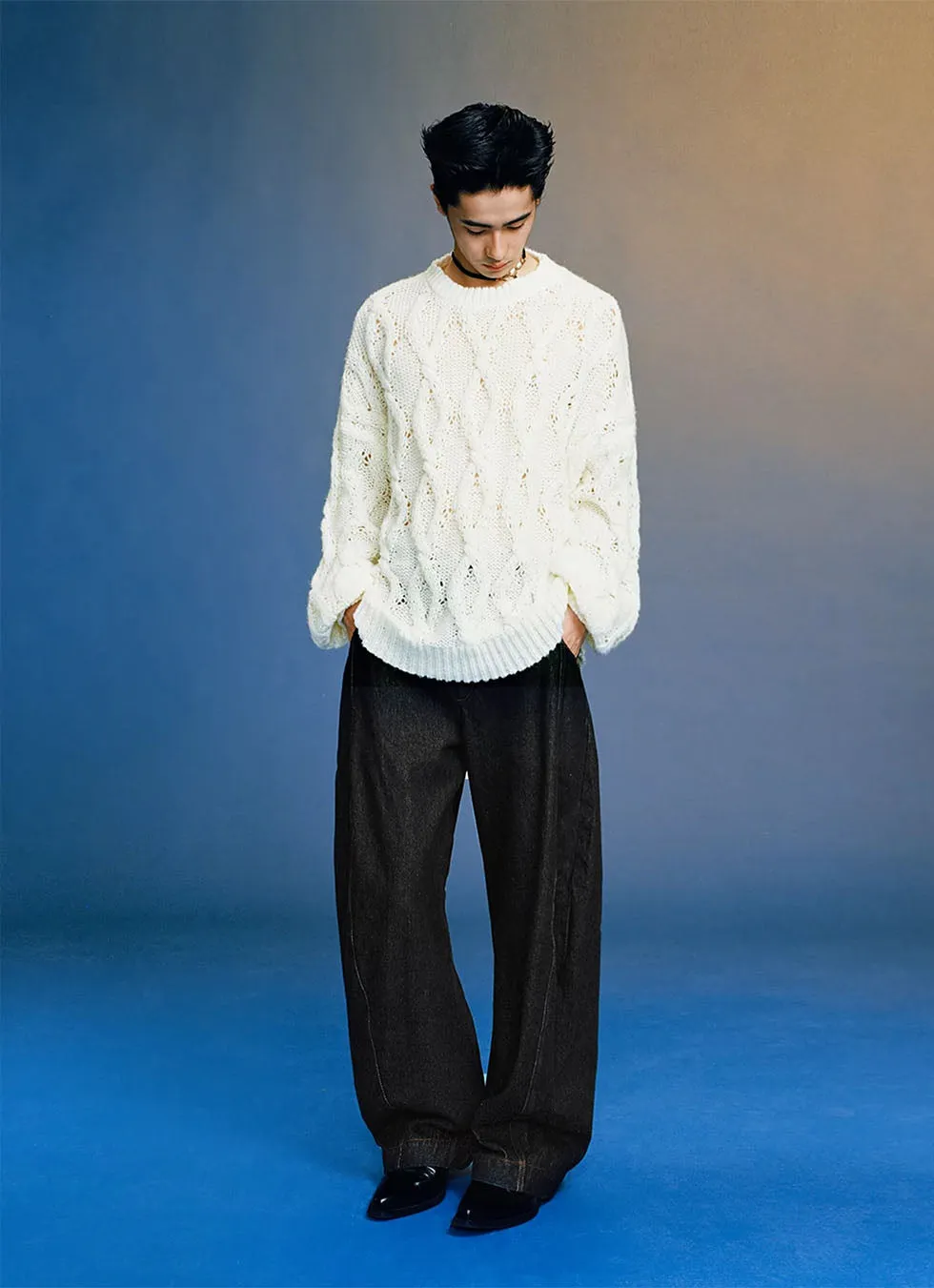 Unisex wide-leg casual straight denim pants