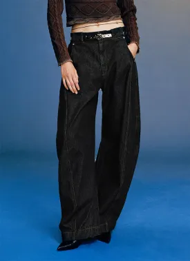 Unisex wide-leg casual straight denim pants