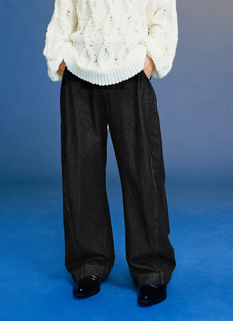 Unisex wide-leg casual straight denim pants