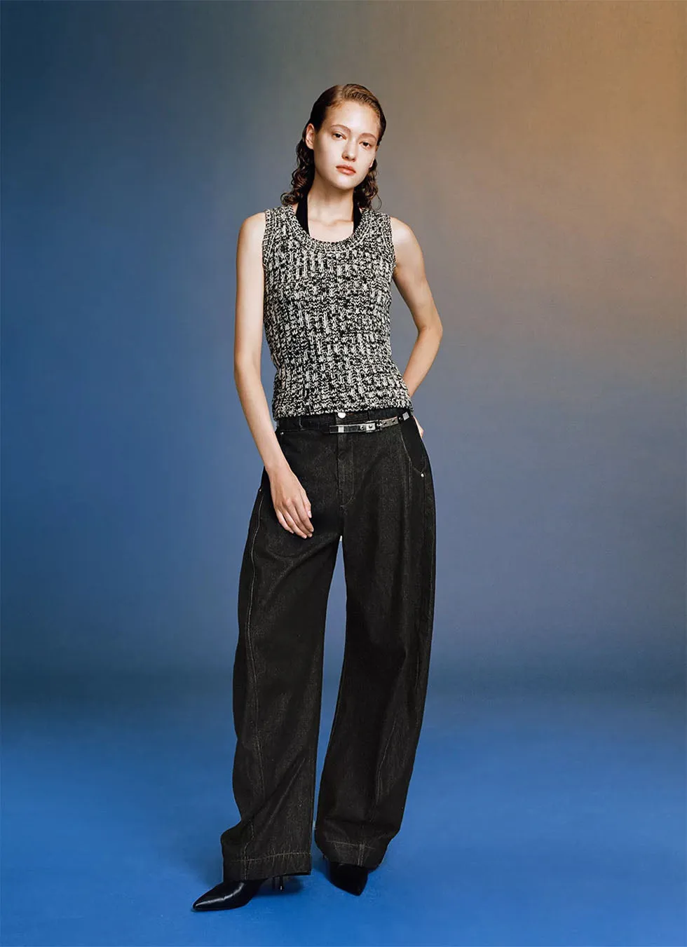 Unisex wide-leg casual straight denim pants
