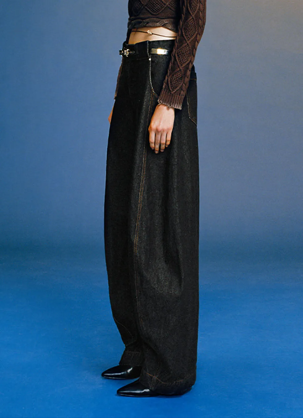 Unisex wide-leg casual straight denim pants