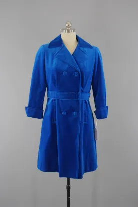 Vintage 1960s Electric Blue Trench Coat by Sport Ease Fashions