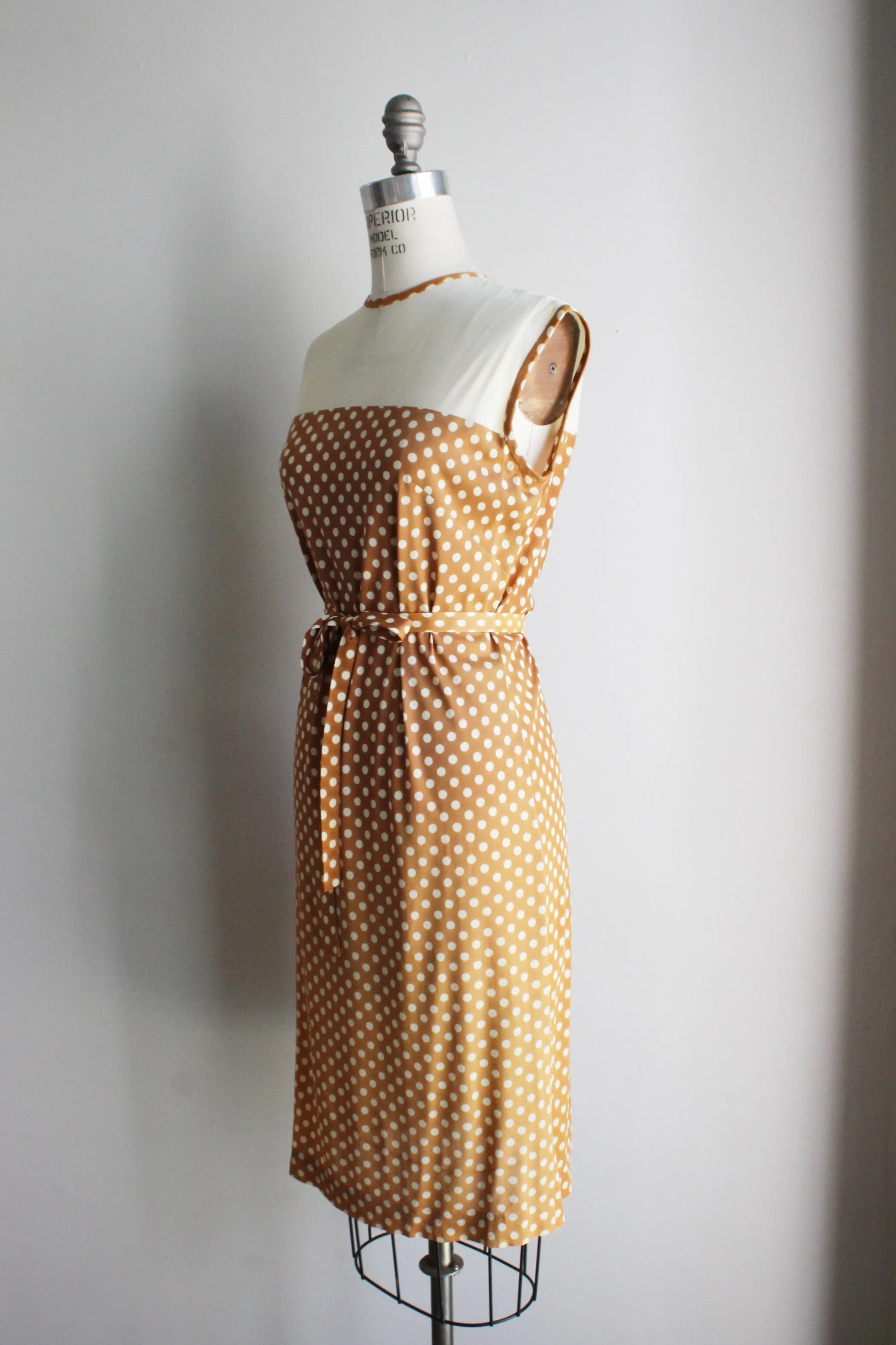 Vintage 1960s Polka Dot Dress Suit With Belt