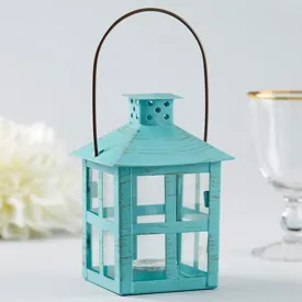 Vintage Blue Distressed Lantern - Medium
